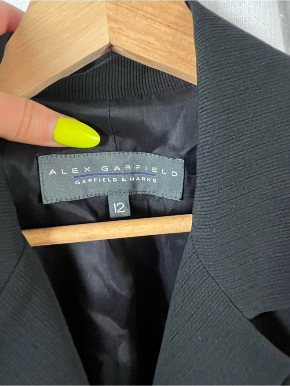 Vintage 90s Alex Garfield Black Long Blazer Jacket Textured Women’s 12 - Picture 4 of 6